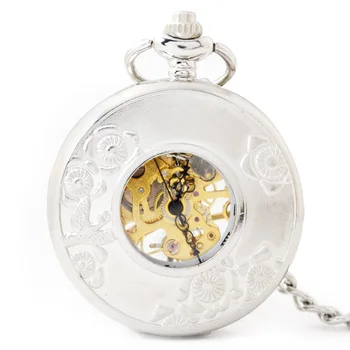 10 шт./лот Карманные часы с серебряным резным цветком, карманные часы с римским циферблатом, карманные часы с откидным циферблатом, мужские женские подарочные часы