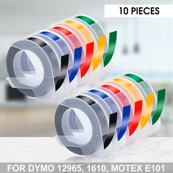 10PK Смешанная Цветная Этикеточная Лента 9 мм для Dymo 12965 Dymo 1610 1880 Dymo Labeller Motex E101 Ручная Пишущая Машинка 3D Наклейка Для Тиснения Этикеток