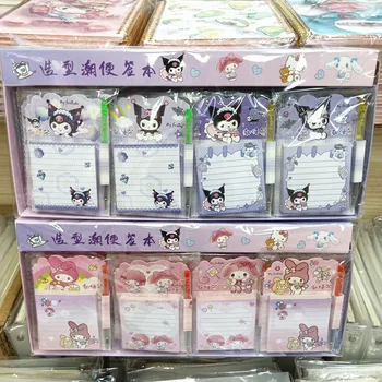 32шт Sanrio Hello Kitty Цветной Блокнот Набор ручек Два В одном Kuromi Melody Бумага для сообщений Блокнот Оптом