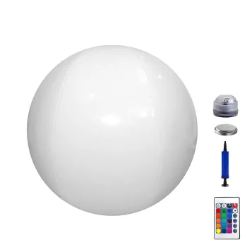 40/60 см светящийся пляжный мяч с дистанционным управлением, плавающий шар для бассейна из ПВХ со светодиодной подсветкой, 16 светлых цветов, с надувным устройством, складной для игры на вечеринке у бассейна