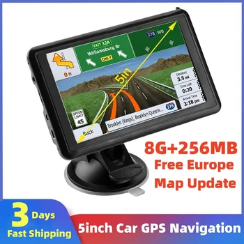 5-дюймовый Автомобильный GPS-Навигатор HD Сенсорный Экран GPS-Навигатор Грузовик 3D Режим 8G + 256M 2023 Европа Новая Карта Бесплатное Обновление Грузовик GPS-Навигатор