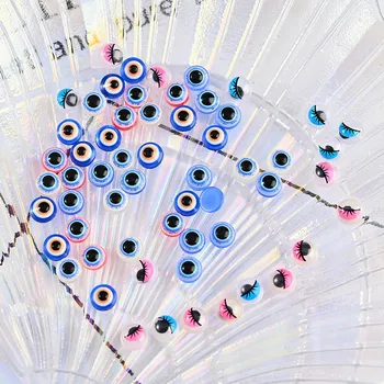 50шт Серия Eye 3D Смола Голубые Глаза Талисманы Для Дизайна Ногтей Красочные Глаза Дизайн Ногтей DIY Голубые Бусины Для Глаз С Плоской Задней Частью Аксессуары Для Маникюра