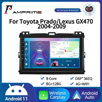 AMPrime Android Автомагнитола Для Toyota Land Cruiser Prado 120 Lexus GX470 Мультимедийный Плеер GPS Carplay Android auto 2din Стерео