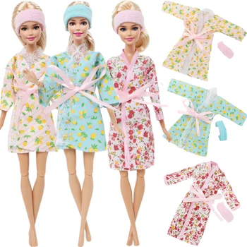 BJDBUS 1 комплект Пижамы ручной работы, костюм в смешанном стиле, халат, одежда для спальни, аксессуары для куклы Барби, игрушки для кукол принцессы 1/6.