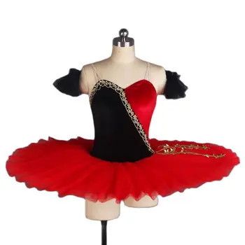 BLL402 YAGP Черно-красный Бархатный Лиф с 7 Слоями Блинной Пачки Для девочек и женщин, Профессиональное Платье-пачка для балетных танцев Solo Dress