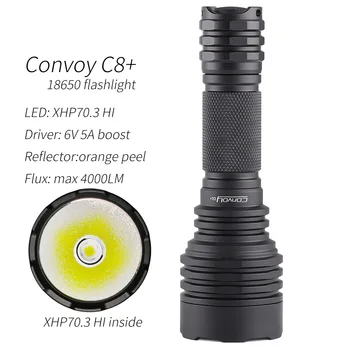 Convoy C8 + XHP70.3 фонарика HI 18650, макс 4000ЛМ, высокая яркость, яркий свет.,