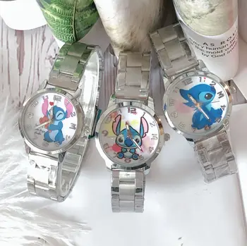 Disney Stitch Детские Часы Мальчик Девочка Аниме Часы Ремешок Из Нержавеющей Стали Водонепроницаемые Часы Подарки На День Рождения Игрушка