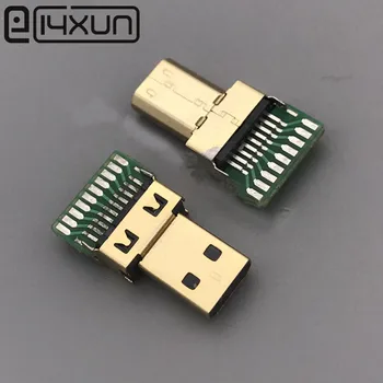 EClyxun 1 шт./лот Разъемы Mini Micro HDMI Позолоченный штекер D-типа с разъемом Micro HDMI на печатной плате