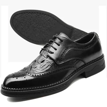 LIHUAMAO/ мужские туфли-оксфорды в стиле дерби на шнуровке, кожаная обувь на платформе с толстой подошвой на массивном каблуке в стиле панк