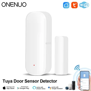 ONENUO Tuya WiFi Дверной оконный датчик Smart Life Control WiFi Дверной датчик Контактный датчик Магнитный датчик Работает Alexa Google Home
