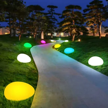 RGB LED Наружный каменный светильник, Светящийся в форме гальки, Садовый декор, Ночник, меняющий цвет, для дорожки, газона, дорожки во внутреннем дворике.