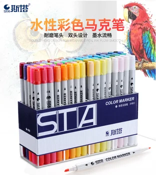 Sta 12/24/36/48/60/80 color 3100 двухцветный маркер на водной основе с двойной головкой, рисование от руки, дизайн, набор маркеров для студентов