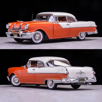 SunStar Литой под давлением Pontiac Star Chief в масштабе 1/18, 1955, Платиновая коллекция, Эмуляция модели автомобиля из медно-красного сплава, модель автомобиля