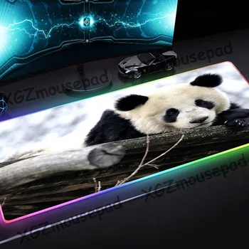 XGZ Редкое Животное Панда Изготовленный На Заказ Большой RGB Коврик Для Мыши С Черным Замком По Краю Компьютерный Стол Коврик Из Натурального Каучука Нескользящий 900x400/800x300