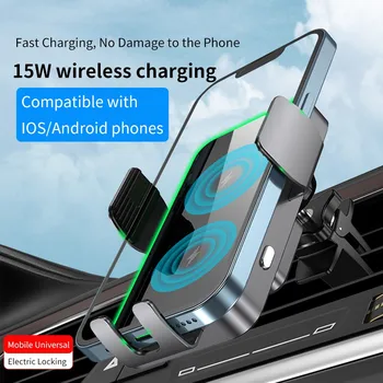 Автомобильный держатель для зарядки беспроводного телефона мощностью 15 Вт, станция быстрой зарядки, подставка для вентиляционного отверстия для iPhone 12 13 14 15 pro max XS mini Samsung