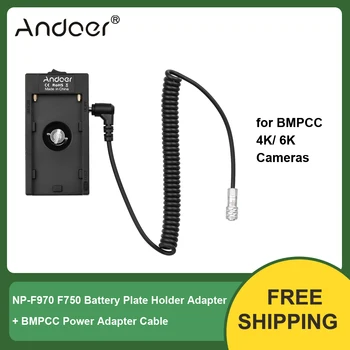 Адаптер держателя батарейной платы Andoer NP-F970 F750 + для кабеля адаптера питания BMPCC, Совместимого с камерами BMPCC 4K/6K