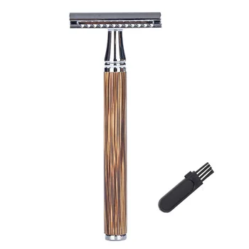 Безопасная мужская бритва для бритья с бамбуковой ручкой, портативные ручные бритвы для бороды и лица