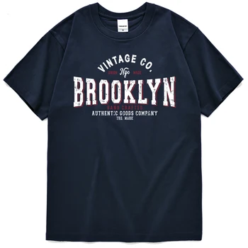 Бруклин, Нью-Йорк, футболка с индивидуальным принтом, мужская винтажная обычная футболка, Классический хлопковый топ, спортивные повседневные короткие футболки