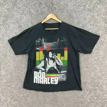 Винтажная футболка Bob Marley, мужская, размер L, большой, с коротким рукавом, выцветшая, черная, 71,08 (1)