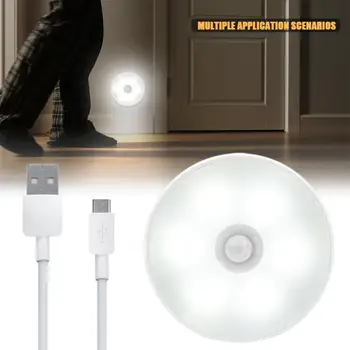 Датчик движения ночник Интеллектуальный датчик освещенности кузова USB Зарядка ночник для спальни Использование для кухни ванной комнаты шкафа