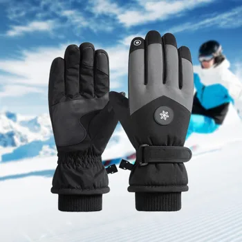 Зимние лыжные теплые перчатки, варежки для мужчин, зимние теплые женские перчатки, варежки для женщин, женские перчатки с подогревом в холодную погоду, варежки