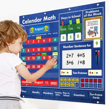 Карманный календарь для занятий в классе, календарь с математическими таблицами, красочный календарь с карточками с цифрами, карточки со словами, портативное обучающее устройство