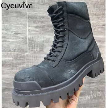 Качественные замшевые армейские ботинки по щиколотку для мужчин, повседневная обувь на шнуровке на толстой подошве, мужские дизайнерские ботинки на платформе Botas Mujer 2022