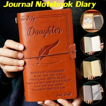 Кожаный дневник с гравировкой Блокнот Дневник Для моей дочери Сталкиваются с проблемами Люблю папу Блокнот с гравировкой Дневник 20x12 см