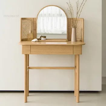 Комоды из массива дерева в японском стиле для мебели спальни Скандинавский Ретро Дизайнерский Туалетный столик для отдыха в спальне из ротанга