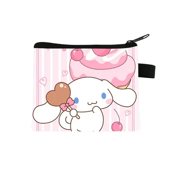 Кошельки для монет Sanrio, кошельки Cinnamoroll, милая мягкая сумка для карточек с рисунком из детского мультфильма с кавайным принтом для подарка детям на день рождения