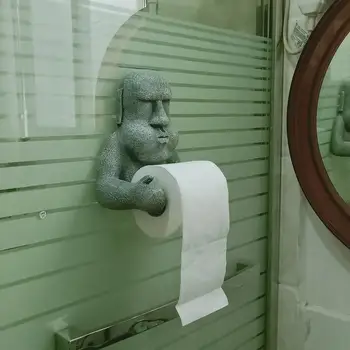 Креативный Забавный держатель для салфеток Дизайн Острова Пасхи Moai Настенный держатель для туалетной бумаги в рулонах Прочные принадлежности для хранения в ванной комнате