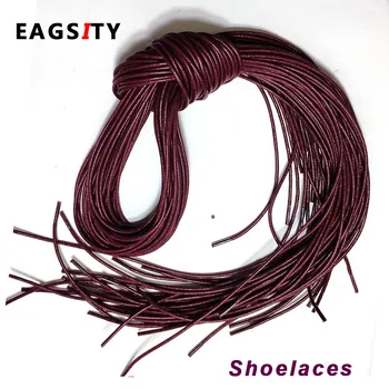 Круглый шнурок с эффектом воска EAGSITY 100% хлопок, черный, длина 110 см 120 см, винно-красный, Тонкие Шнурки для кожаной обуви, Шнурки для ботинок