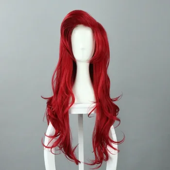 Малиновый парик с длинными вьющимися волосами, аниме, косплей, высокотемпературный нагревающийся синтетический парик для женщин