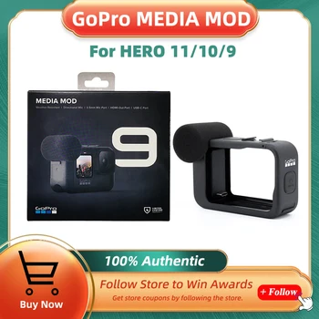 Медиамод GoPro для HERO9 / HERO10 / HERO11, черный, оригинальные аксессуары, предназначенные для прямой трансляции видеоблогов.