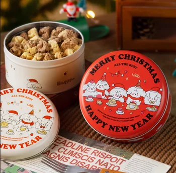 Милая Рождественская овечка, круглая жестяная коробка для печенья, Пустая жестяная коробка для хранения конфет 