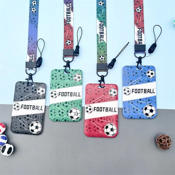 Модный держатель идентификационной карты Кампусный футбольный мяч с подвешенной на шее длинной веревкой, рукав для карты, держатель для бейджа, протектор для карты