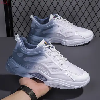 Мужская обувь Новая корейская версия, трендовая дышащая спортивная повседневная обувь на толстой подошве, маленькие белые туфли, обувь для папы, мужская обувь на платформе