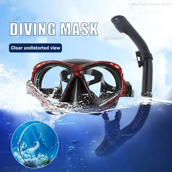 Набор для подводного плавания с трубкой Силиконовая маска для дайвинга Противотуманная маска из закаленного стекла Для взрослых Регулируемый набор для подводного плавания Маска для дайвинга с панорамным видом
