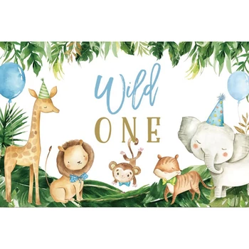 Нитрид Тропические джунгли Лес Сафари с дикими животными Вечеринка Душа новорожденного Фон для 1-го Дня рождения Виниловый Фон для фотосъемки 17