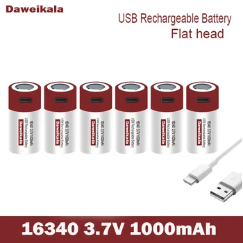 Новая быстрая зарядка через USB Оригинальная литиевая аккумуляторная батарея CR123A большой емкости 1000 мАч 3,7 В Литиевая батарея 16340 Аккумулятор