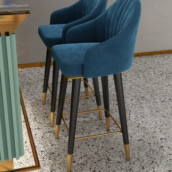 Нордический простой бархатной спинкой, барные стулья, домашний высокий стул для кухонной мебели из кованого железа барный стул кафе перед столом кресло