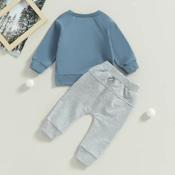 Осенне-зимняя одежда для маленьких мальчиков, толстовка с длинным рукавом, пуловер, штаны для бега трусцой, комплект из 2 предметов для новорожденных