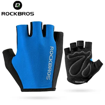 Официальные летние перчатки Rockbros, спортивные перчатки с полупальцами, дышащие, впитывающие пот Перчатки для MTB велосипеда для бега рыбы S099
