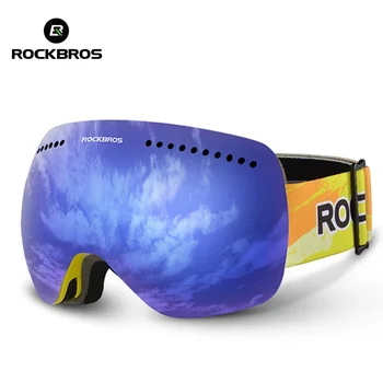 Официальный лыжный магнитный зимний чехол Rockbros с защитой от запотевания с лыжной маской для взрослых, двухслойные очки для сноуборда UV400, защитные очки для сноуборда