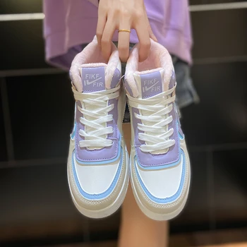 Прекрасное сочетание цвета Gaobang Увеличивающая толщину подошва Плюс бархатные Теплые Нескользящие дышащие спортивные ботинки для женщин