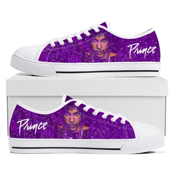 Принц Роджерс Нельсон Фиолетовый Дождь Низкие Высококачественные Кроссовки Мужские Женские Подростковые парусиновые Кроссовки Повседневная обувь для пары Обувь на заказ