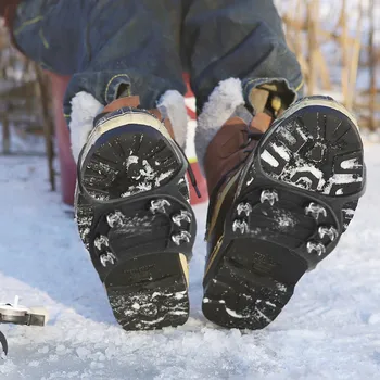 Противоскользящие захваты для льда, шипованные захваты, снежные захваты, зимняя обувь, ремешок для ботинок, металлические шипы, заклепки, универсальный чехол для обуви Ледоступы