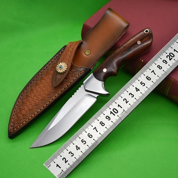 Прямой нож D2 для выживания, охотничий нож Dalbergia, фиксированный нож, многоцелевой режущий походный нож для спасения на открытом воздухе, EDC