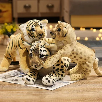 Реалистичные животные Плюшевый Леопард Львиный Тигр Мягкая игрушка Настоящие Дикие Животные Тигр Мягкая Кукла Детская игрушка Подарок на День Рождения
