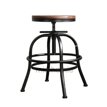 Регулировка стула в гостиной в стиле ретро, Американский Скандинавский кофейный стул в стиле лофт из кованого железа, стойка регистрации для отдыха, Подъемные стулья из массива дерева m